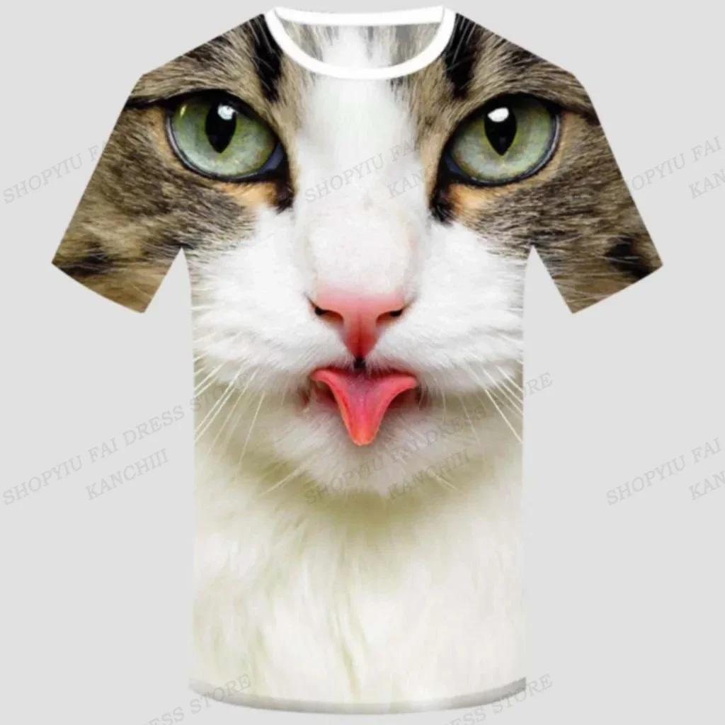 T-shirt Estiva da Uomo Animale Maiale Cane Gatto Stampa 3D T-shirt Uomo Donna Moda Manica Corta T-shirt Girocollo Divertente T-shirt Top per Bambini