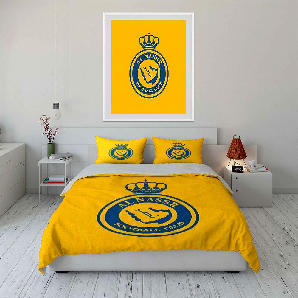 Crown and Al Nassr logo. Bedding sets Duvet cover sets Duvet covers Pillowcases(1 * Duvet Cover 2 * Pillowcases, without duvet insert)