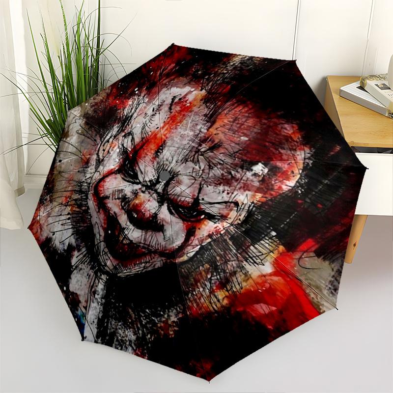 

1pc Joker Inspired Umbrella Automatic Opening & Closing, Foldable Design, Outdoor, Ideal Gift for Fans, Travelers, Daily Use.C033