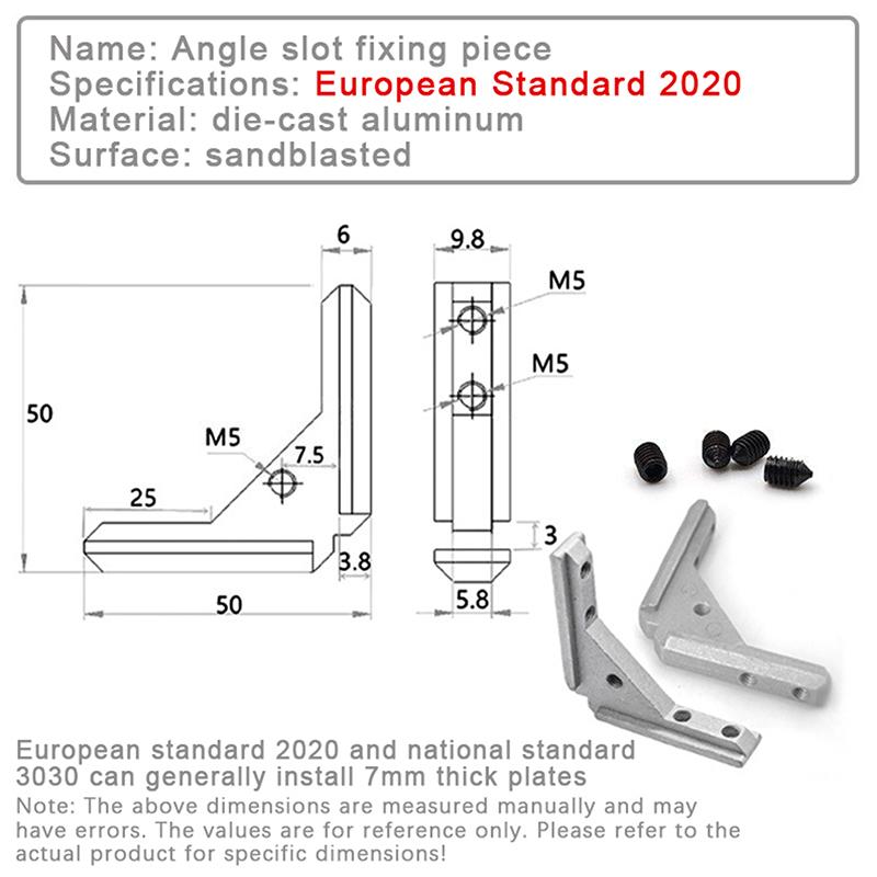 

2/4Pcs Angle Slot Connector 2020 3030 4040 Panel Iinstallation Board Angle Slot Fixing Hardware Door Frame Corner Code Profile 2020 2pcs
