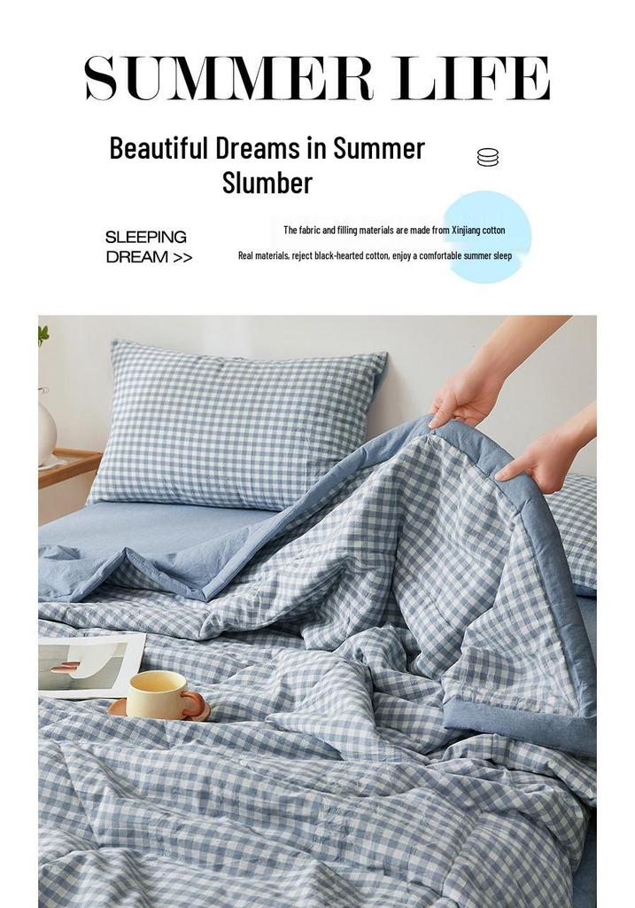 Inside and Out All-Cotton Quilt - 100% Pure Xinjiang Cotton Summer Air Conditioner Quilt for Single or Double Person