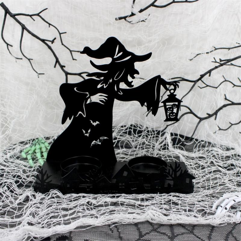 Witches Shape Iron Candle Holder,Witches Lamp Candle Stand for Halloween Party and Haunteds House Display