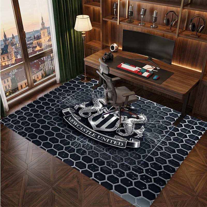 Tappeto in Velluto di Cristallo con Stampa di Calcio del Newcastle United, Comodo Assorbente d'Acqua Antiscivolo Tappeto per Pavimento Interno