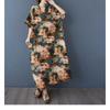 Women's Vintage Long Dress with Cotton and Linen Patterns