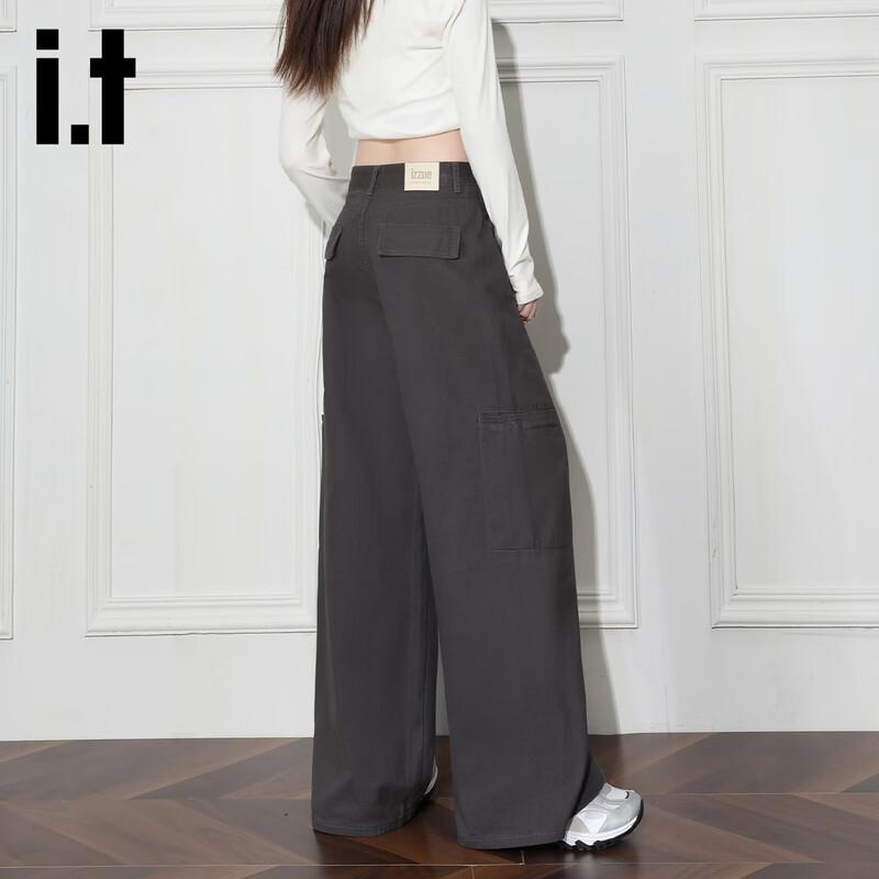 Izzue It Damen Jeans aus reiner Baumwolle, High-Waist, locker, Wide Leg