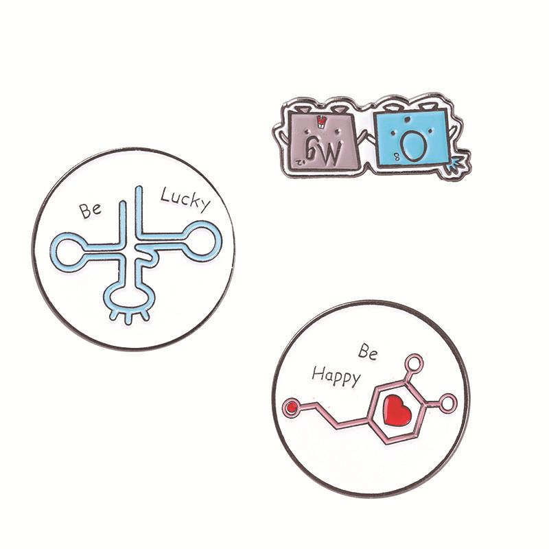 English Contemporary Omg Chest Pin Couples Style Geometric Metal Badge Scarf Accessory