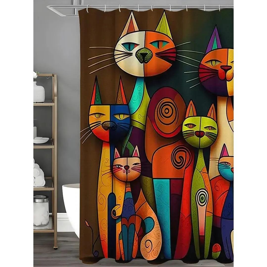 

Королевская кошка Занавеска для душа, Домашний декор с 12 крючками W90xH180cm