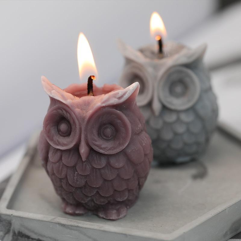 Stampo Candela Civetta 3D Stampo in Silicone per Realizzazione Candele Fai da Te Stampo in Resina Fatto a Mano per Gesso Cera Stampo.