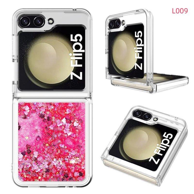 Luxuriöse Bling Quicksand transparente Handyhülle für Samsung Z Flip 5, Silikon-Glitzer-Anzug für Samsung Galaxy Z Flip 4 Flip3, stoßfeste Abdeckung