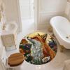 Flower Fox,Round Area Rug,Carpet Rug for Living Room Bedroom Sofa Playroom Decor,Non-slip Floor Mat