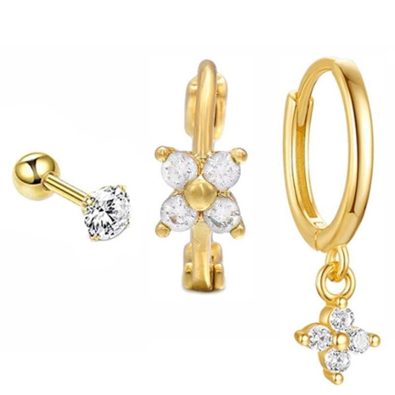 New Design Stainless Steel Cubic Zirconia Chain Hoop Earring For Women Star Moon Pendant Cartilage Earring Piercing Jewelry