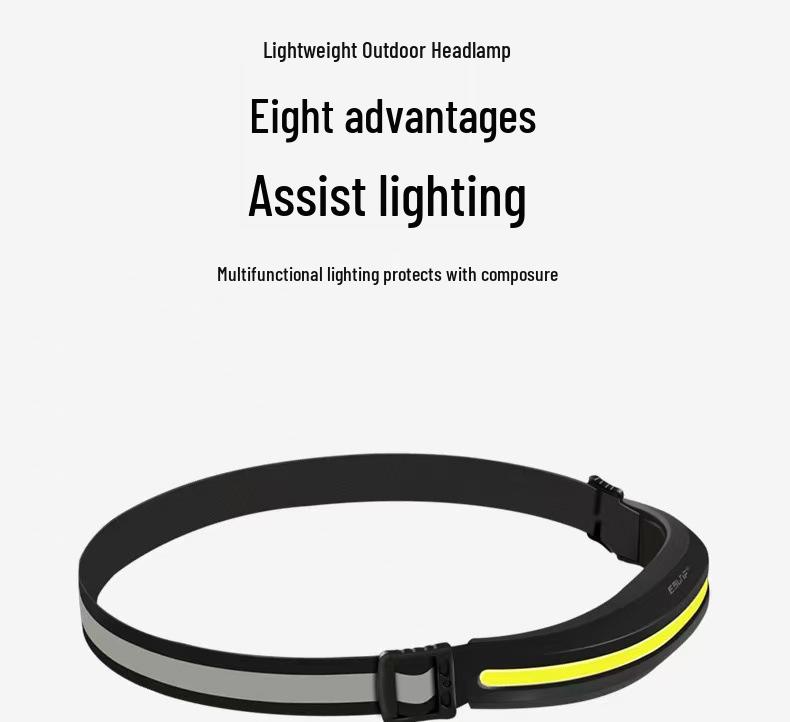 USB Rechargeable Running Headlamp with COB Work Light for Outdoor Camping