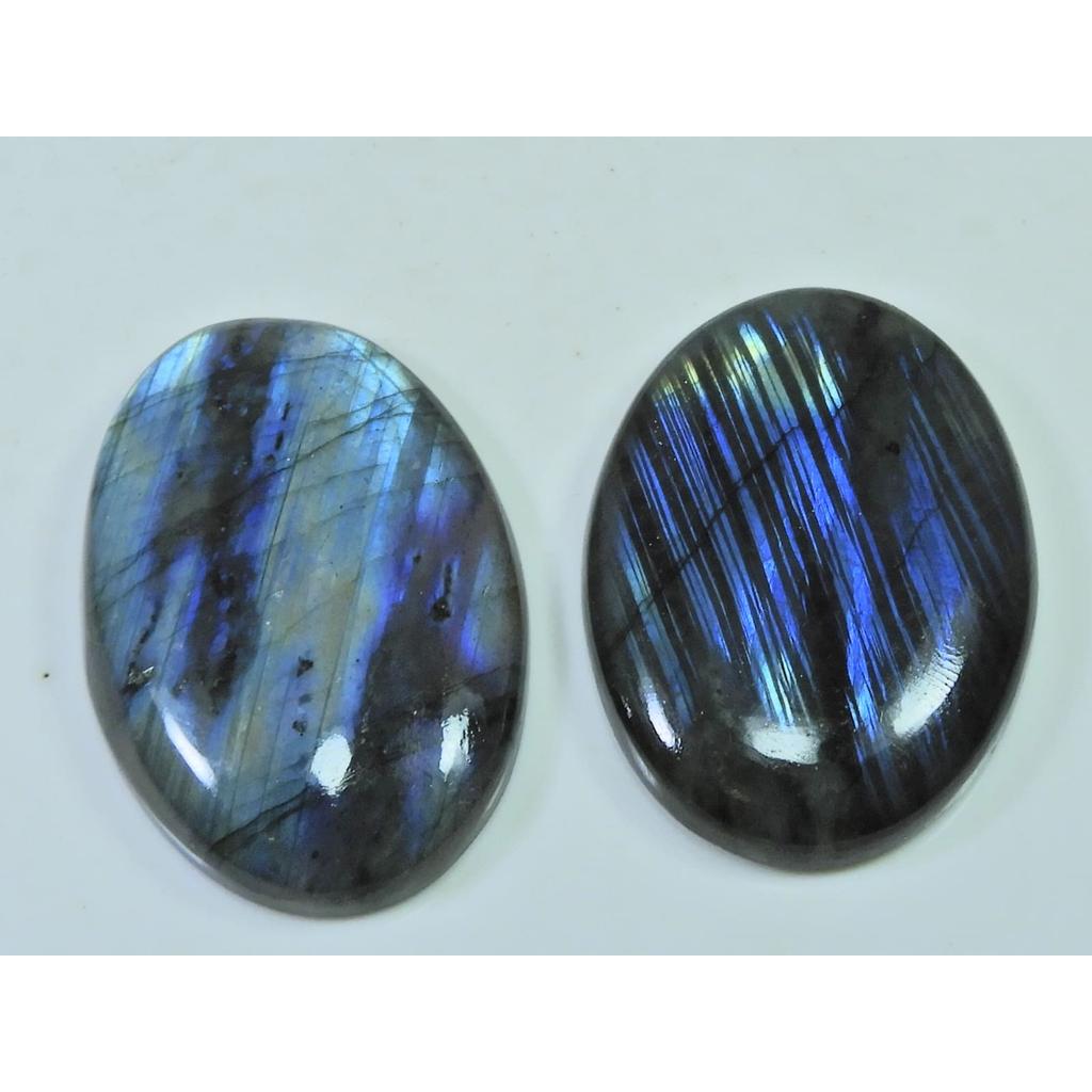 39-40 MM Natural Labradorite Multi Oval Cabochon Loose Gemstone 2 Pcs Lot D-203