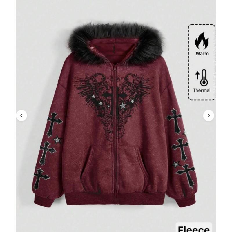 Y2K Vintage Washed Fleece Hoodie Jacket