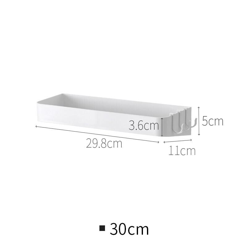 Lanjiaoluo Bathroom Storage Rack, No Drilling Required, Wall-Mounted Toilet Organizer with Hooks, 30CM