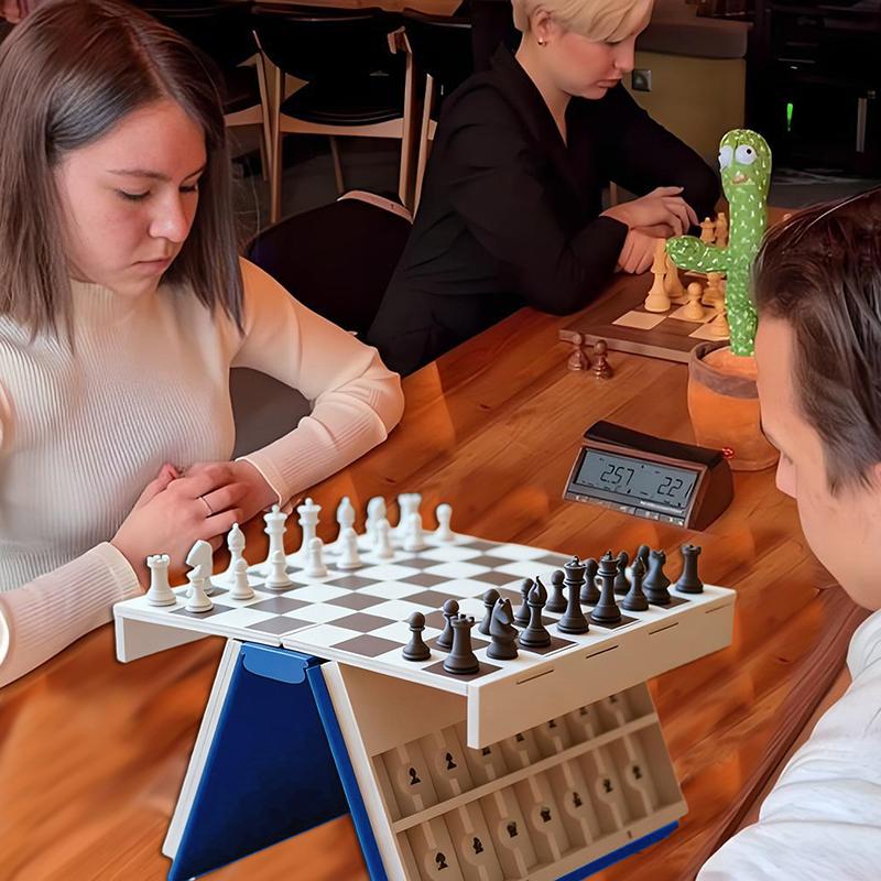3D Printed Chess Book, Chess Set With Storage Books Design Folding Board Game For Adults Portable Compact Game Set