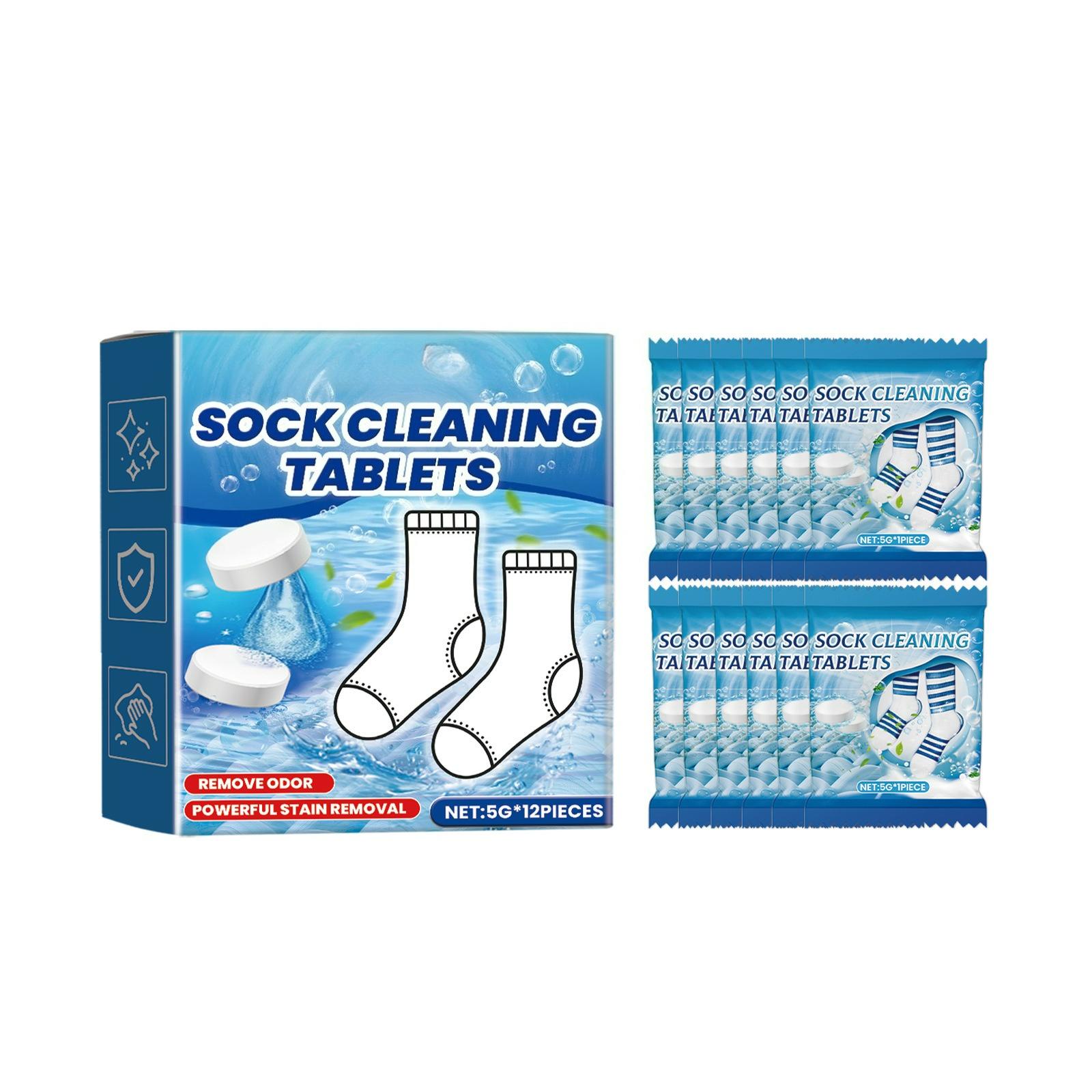 Таблетки для чистки носков, Средство для чистки носков, Таблетки для чистки носков, Шипучие таблетки для чистки носков, Быстро растворяющиеся, Мощное обеззараживание