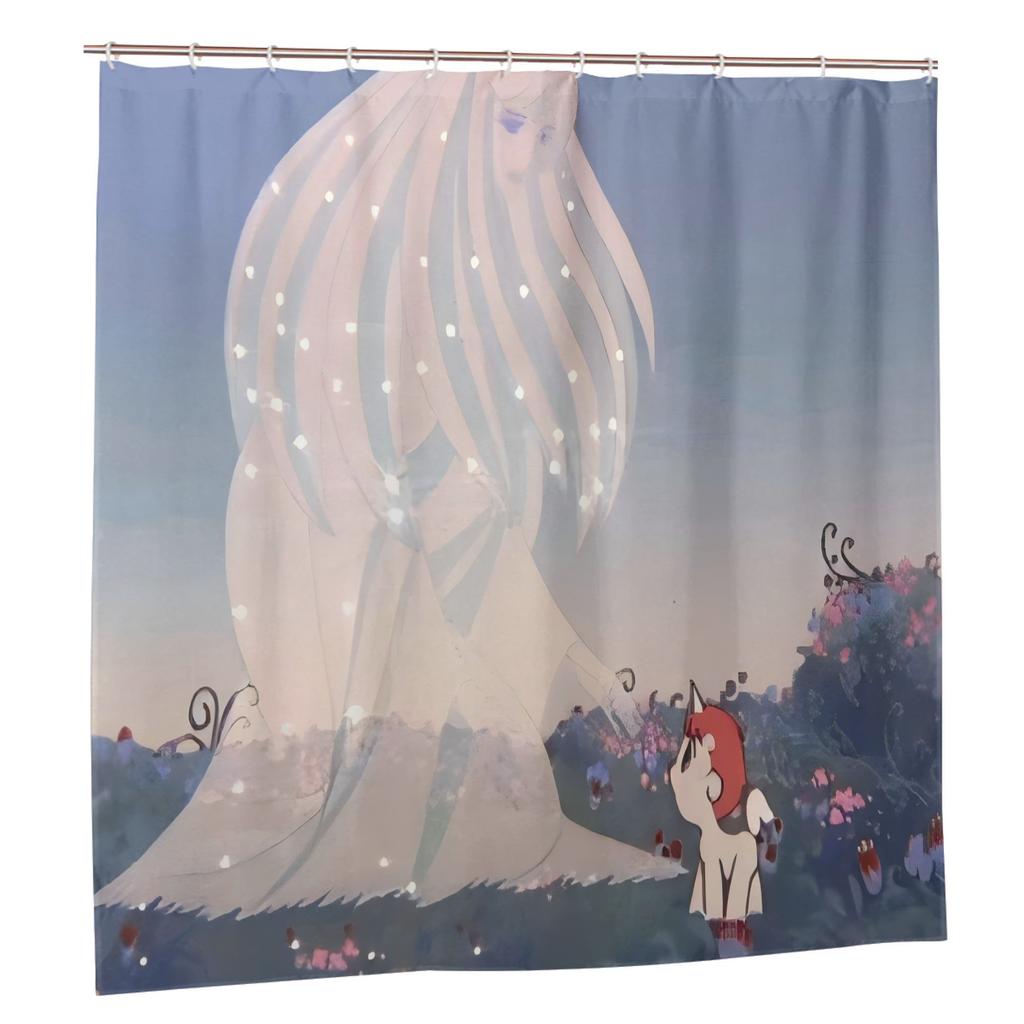 Enchanting Unicorn & Princess Shower Curtain – Magical Forest With Sparkling Fireflies, Polyester, Fantasy Bathroom Decor