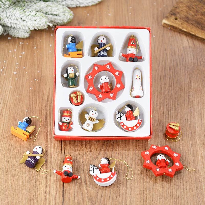 Wooden Train Pendants Christmas Tree Mini Hanging Doll Ornaments Decoration for Home Navidad Noel Xmas New Year Gifts