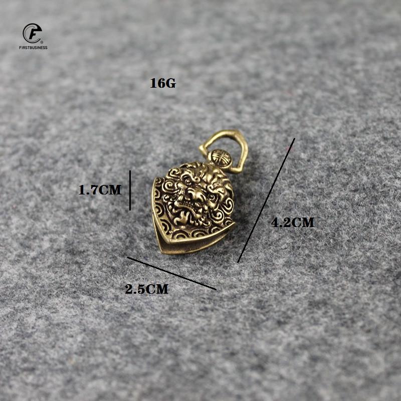 Copper Lions Head Bell Small Ornaments Desk Feng Shui Decorations Retro Brass Keychain Pendants Home Decor for Living Room