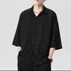 Heren Oversized Driekwartmouw Shirt Knopen Effen Kleur Losse Pasvorm Casual Streetwear Top