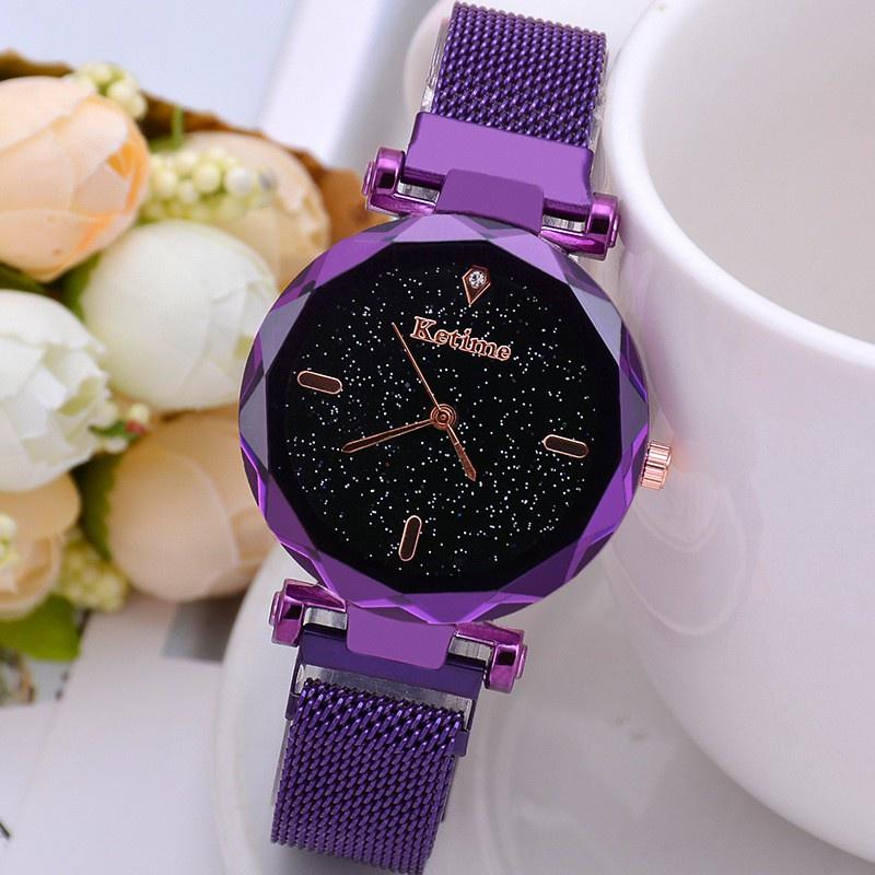 

Женские кварцевые часы из нержавеющей стали / Роскошь / Мода фиолетовый