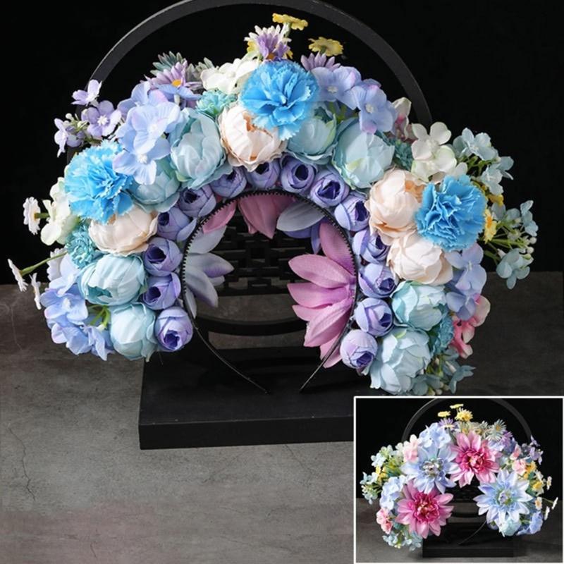 Bridal Garlands Florals Crown Wedding Flower Headband Beach Wreath Hairband Girls Hair Accessory Women Head Hoop Props