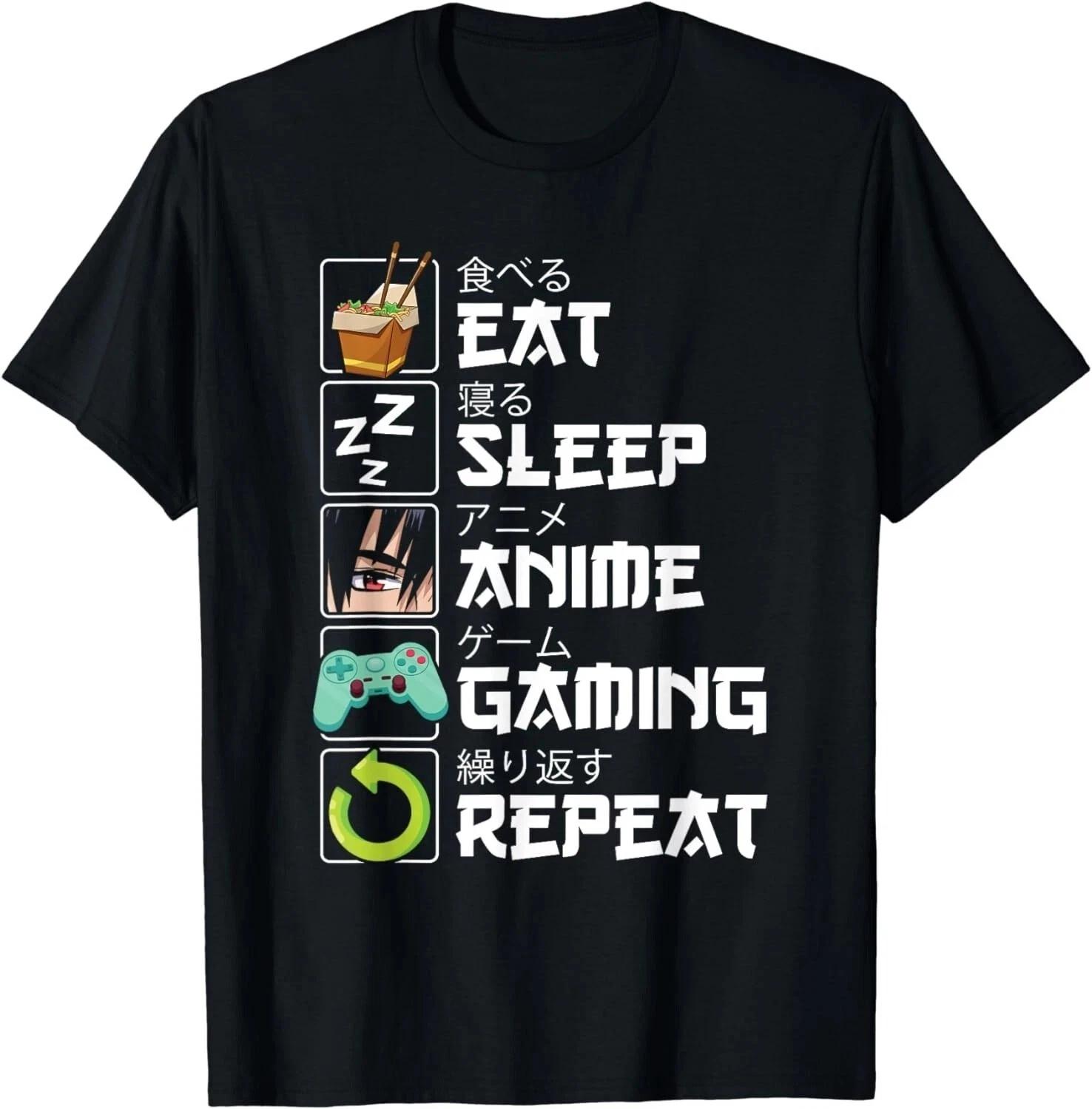 Eat Sleep Anime Gaming Repeat Kawaii Otaku Anime Manga Unisex T-Shirt Q7485 S