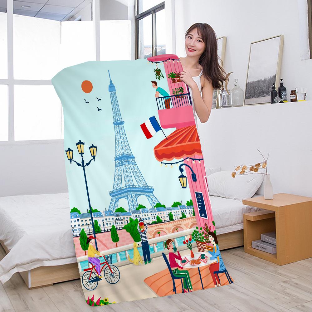 

Eiffel Tower Beach Towel Colorful Bath Towels for Girl Microfiber Quick Dry Sand Free Beach Yoga Spa Gym Pool W40*H60(CM)