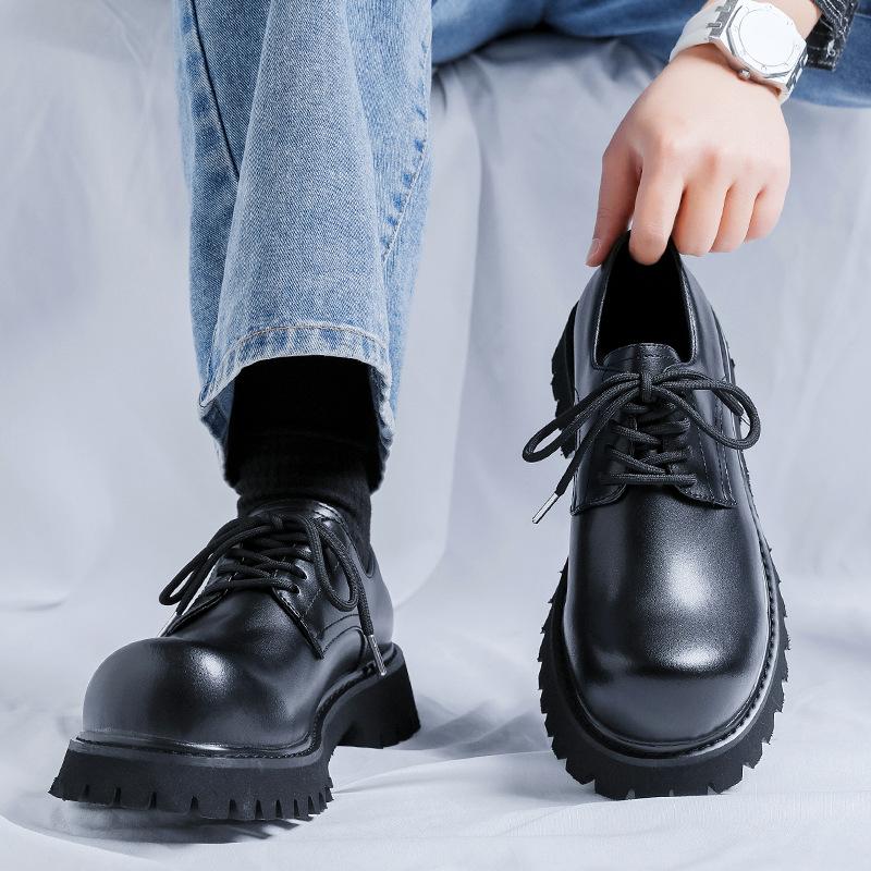 Derby shoes men's shoes big head shoes casual leather shoes autumn new platform casual leather shoes versatile high street 3271-R