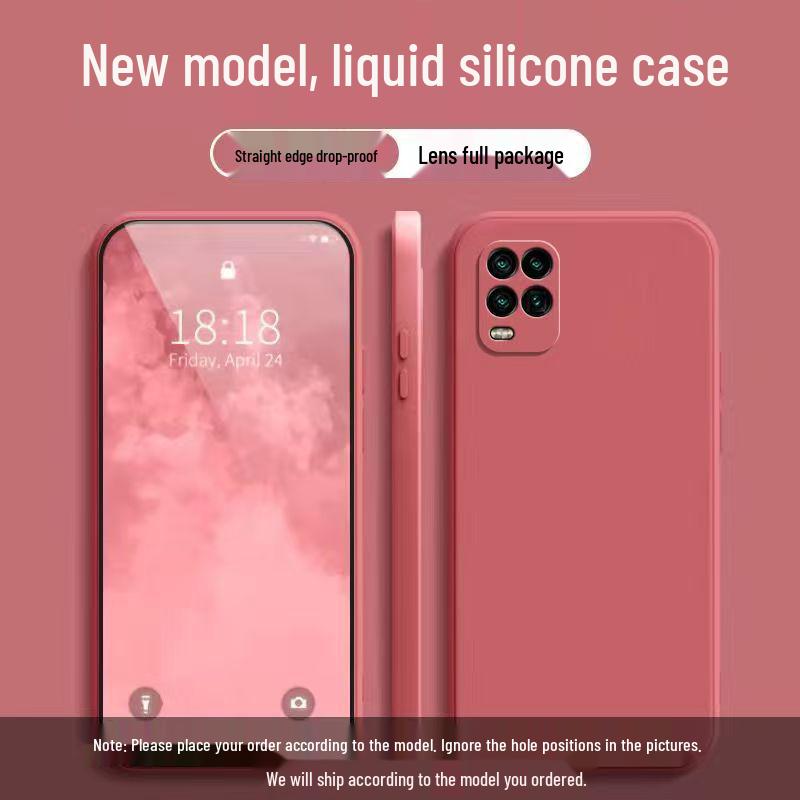 Compatible with Xiaomi 10 Youth Edition: Solid Color Liquid Silicone Full Coverage Soft Case - Anti-drop Protection