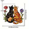 Cat and Flower Colorful Window Hanging, Cat and Flower Sun Catching Window, Indoor and Outdoor Home Decoration Garden Decoration, Suitable for Wedding