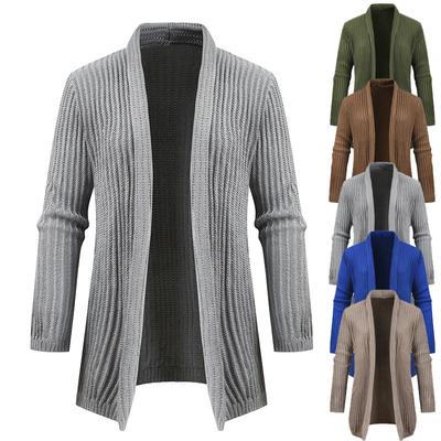 Spring and Autumn Men's Cardigan Sweater Long Sleeved Plus Size Cardigan Jacket Mid Long Trendy Knitwear Outerwear Casual Men's Clothing