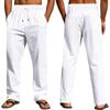 Men's Casual Linen Breathable Comfortable Loose Drawstring Beach Tracksuit Pants for Men