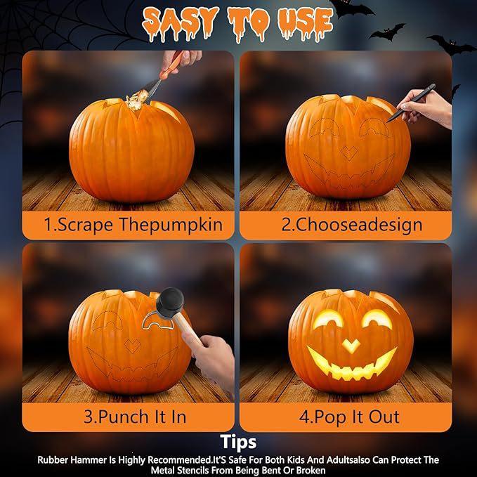 Halloween Pumpkin Carving Set: DIY Lantern Tools & Stainless Steel Cookie Cutters