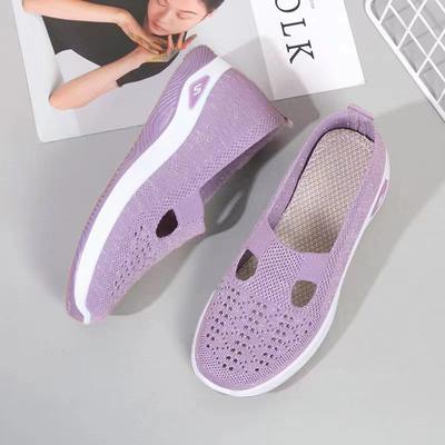 2025 Summer One-pedal Fly-woven Women's Shoes Soft-soled Versatile Mother Shoes Hollow Breathable Women's Shoes Casual Shoes Walking