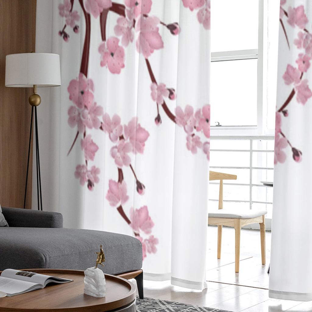 Cherry Blossom Branches Sheer Curtains For Living Room Bedroom Tulle Window Drapes Panel