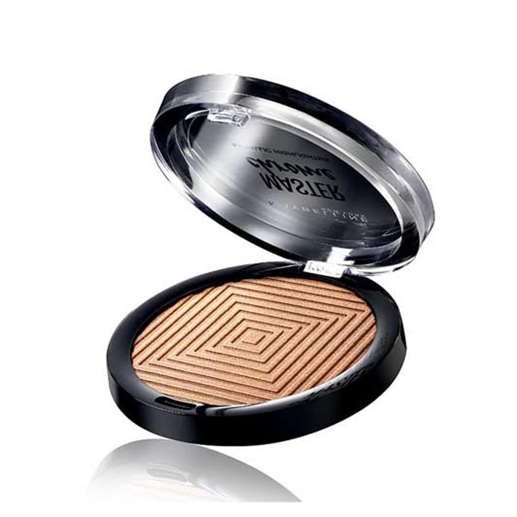 Maybelline New York Master Chrome Metallic Highlighter Bronzer 100 Molten Gold Sheen Powder 6.7g Compact Glow Illuminate Face Makeup