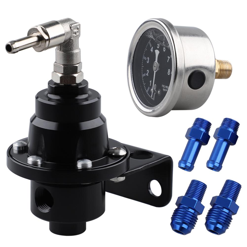 Adjustable Fuel Pressure Regulator Car Vehicle Refitting Fuel Supercharger Aluminum Universal with Gauge Kit