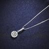 Silver Plated Round Brilliant CZ Halo Pendant Necklace, Diamond Simulant Box Chain Necklace for Women