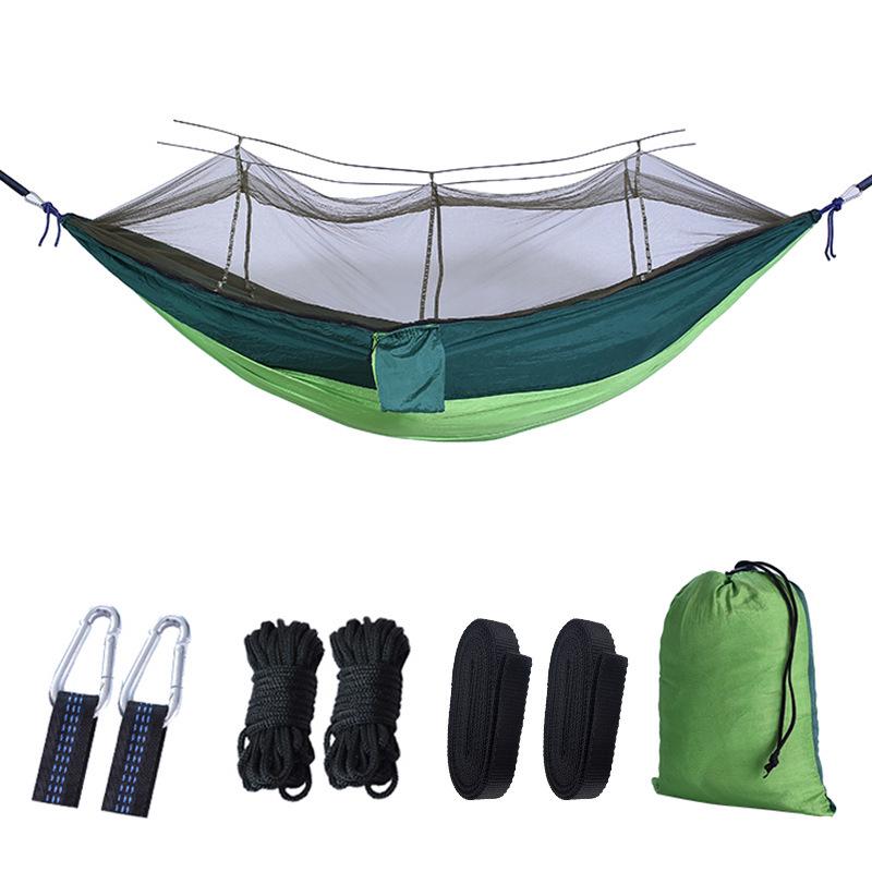 Single & Double Quick-Open Camping Hammock with Mosquito Net - Anti-Roll, Parachute Cloth, Outdoor Use