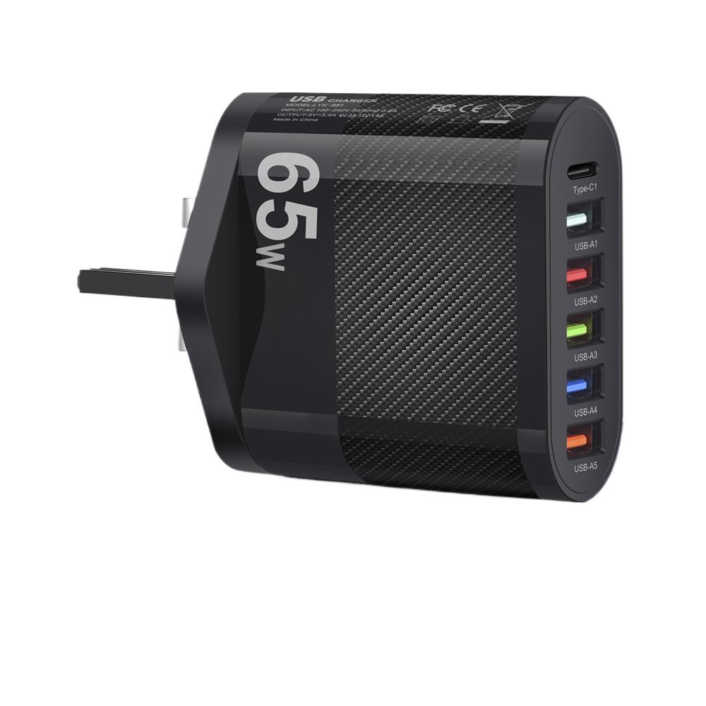65W USB Typ C Ladegerät Mehrere Anschlüsse Schnellladeadapter für Telefone für iPhone Samsung Xiaomi EU/US/UK Stecker Schnellladung