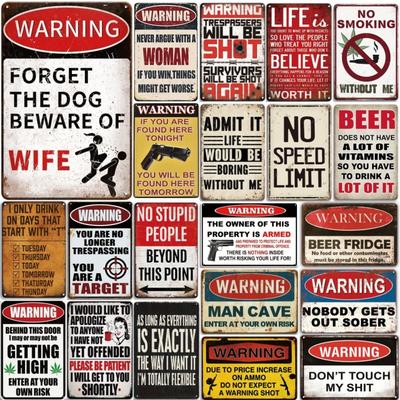 Warning Notice Vintage Metal Tin Poster Funny Metal Tin Signs Posters Plate for Garage Bar Cafe Club Home Room Wall Decor