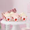 Whaline 36Pcs Strawberry Cupcake Wrappers Red Pink Strawberry Flower Cupcake Liners Decorative Cupcake Holders for Birthday Baby Shower Party Cake