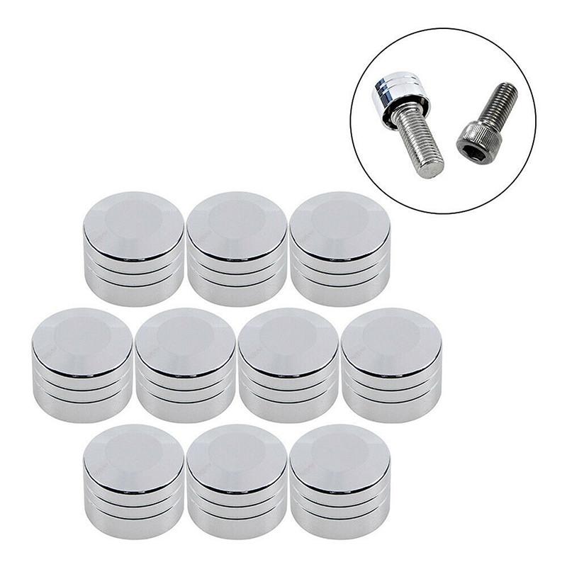 10 pcs Motorcycle Spark Cap Plug Screw Engine Head Bolt Cover Chrome for Motorcycles with 7/16" ( 11.5mm)