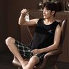 Mens Modal Cool Pajamas Set Summer Round Collar Shorts Modal Nightwear Fashion Gentleman Elegant Sleepwear