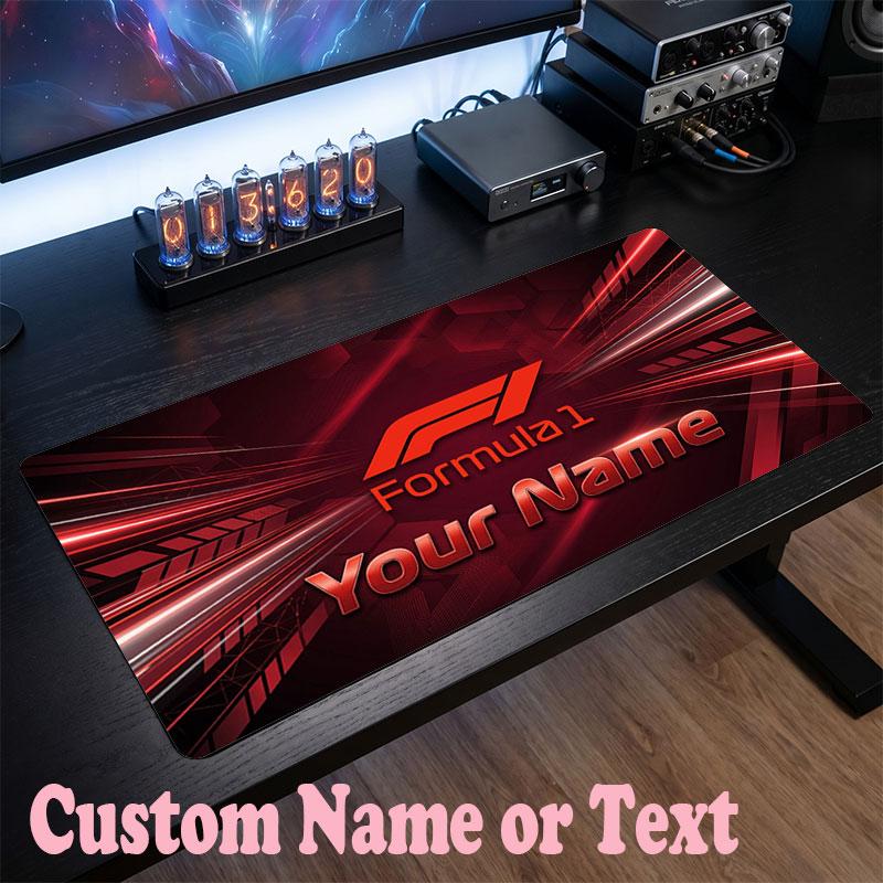 F1 Customized Name Text Mouse Pad, Large Desk Mouse Mat Personalized Home Office Present