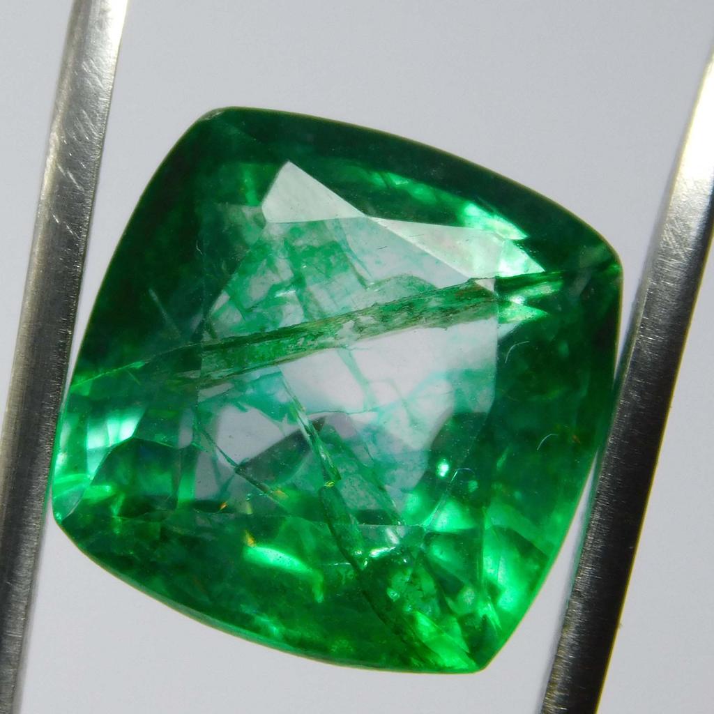 9 Ct Natural Emerald Square Cushion CERTIFIED Green Colombian Loose Gemstone