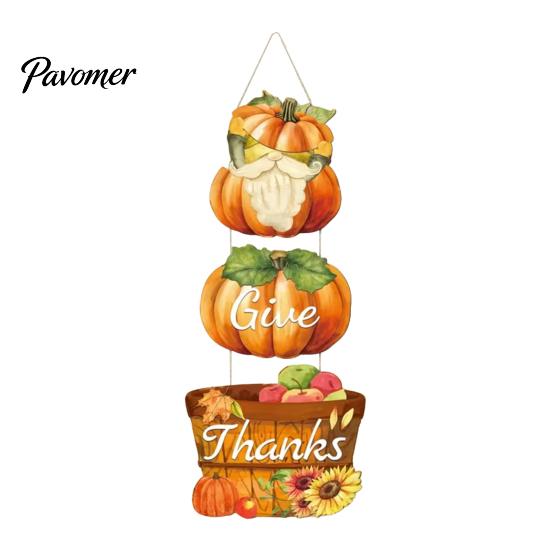 Durable Waterproof Wood Sign Thanksgiving Pendant, Wooden Fall Decoration, Pumpkin And Fruit Basket Porch Entrance Autumn Decor Printed, for
