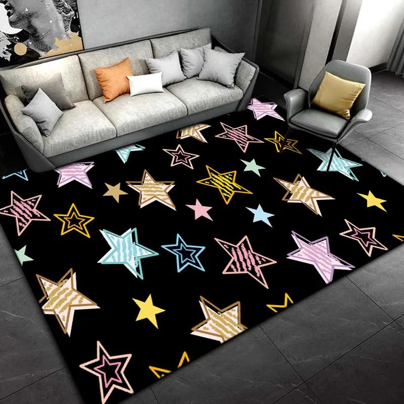 Five-pointed Star Carpet Pentagon Geometric Rug for Bedroom Dinning Dorm Living Room Home Decorative Doormat Non-slip Floor Mat